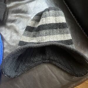 Striped Black and Gray kids Knit Beanie